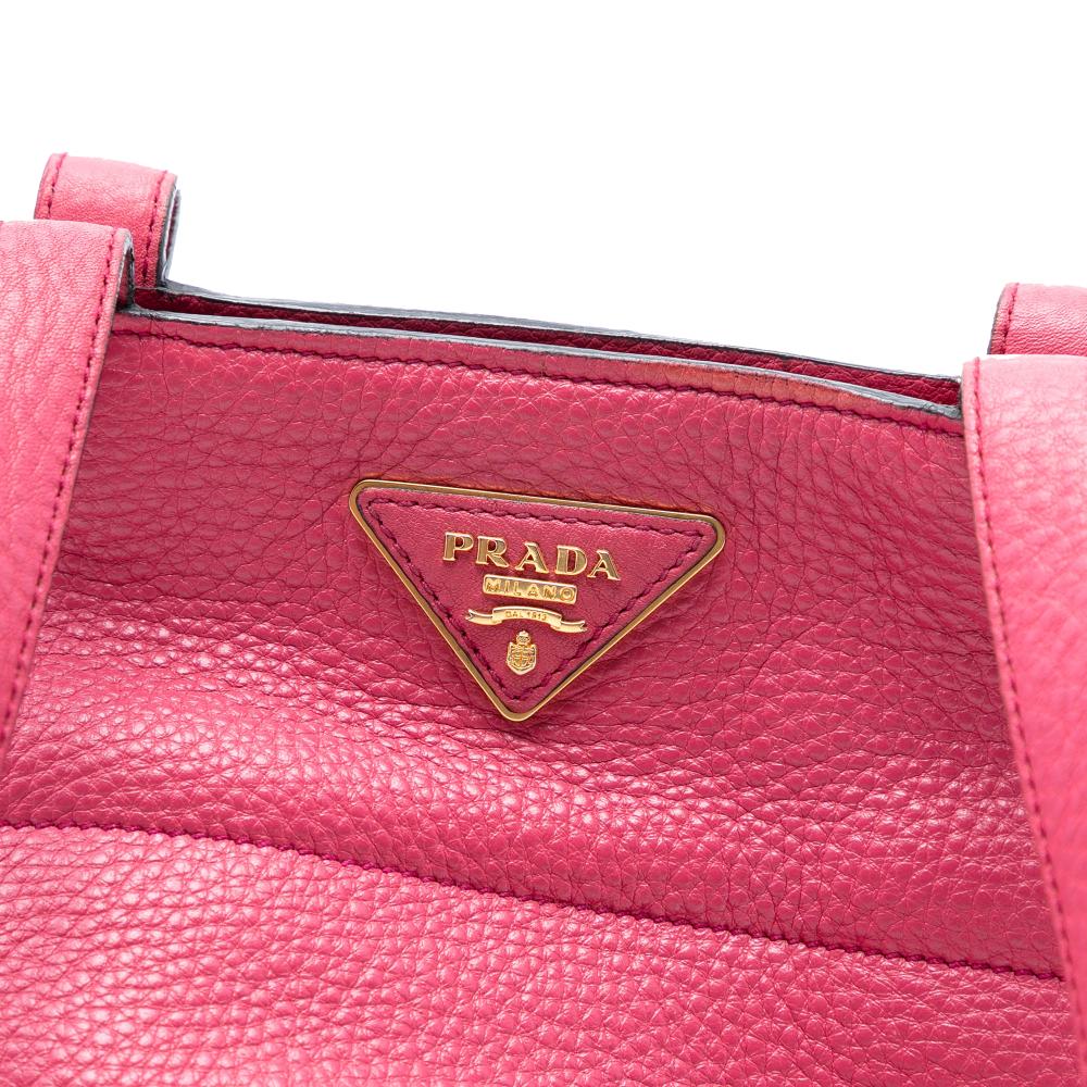 Prada B Prada Pink Calf Leather Vitello Daino Tote Italy