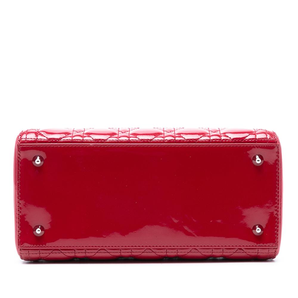 Christian Dior B Dior Red Patent Leather Leather Medium Patent Cannage Lady Dior Italy