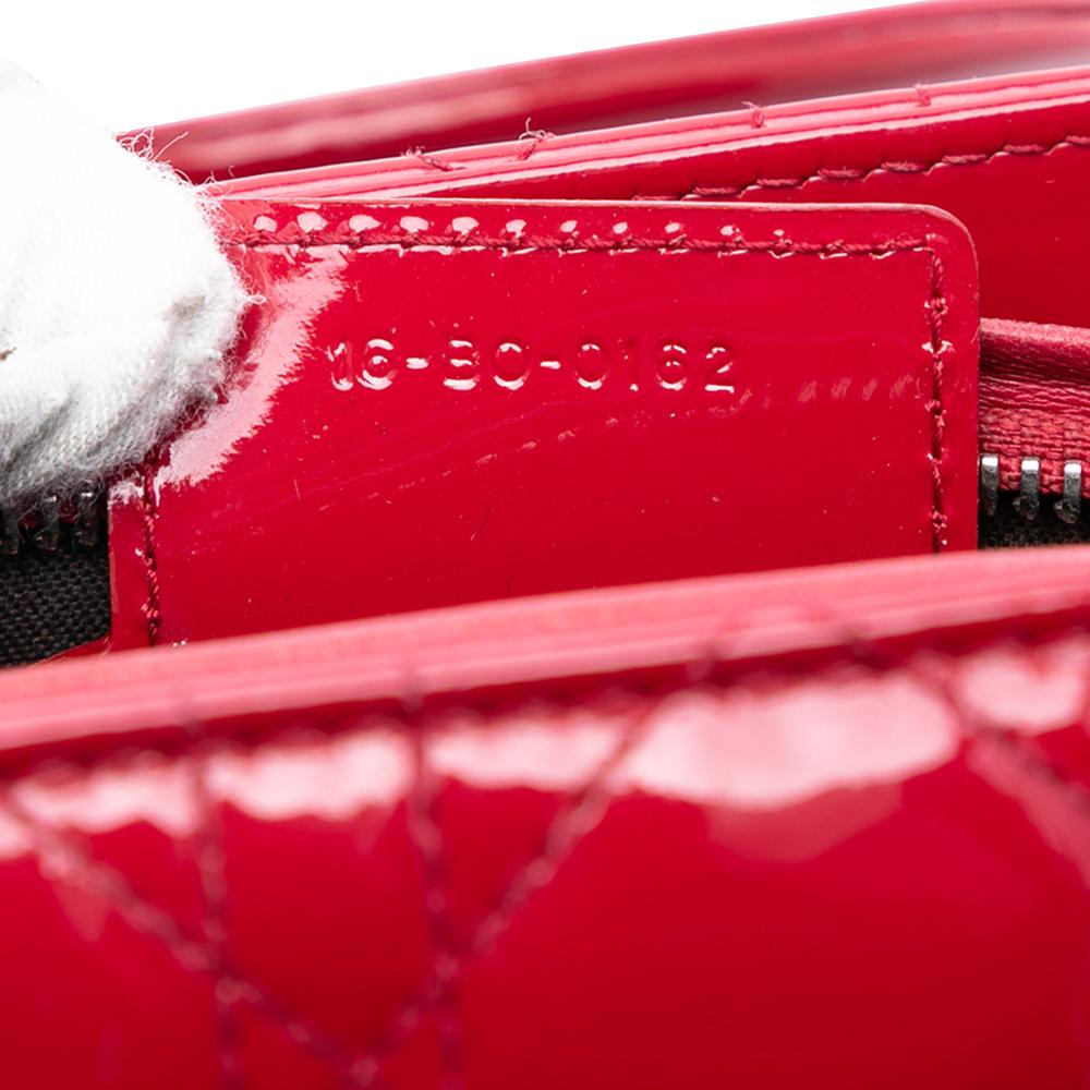 Christian Dior B Dior Red Patent Leather Leather Medium Patent Cannage Lady Dior Italy