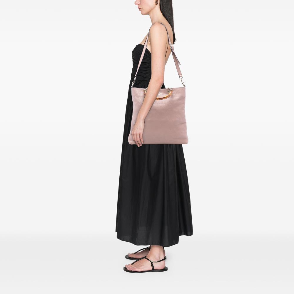 Gucci AB Gucci Pink Light Pink Calf Leather Tall Bamboo Shopper Tote Italy
