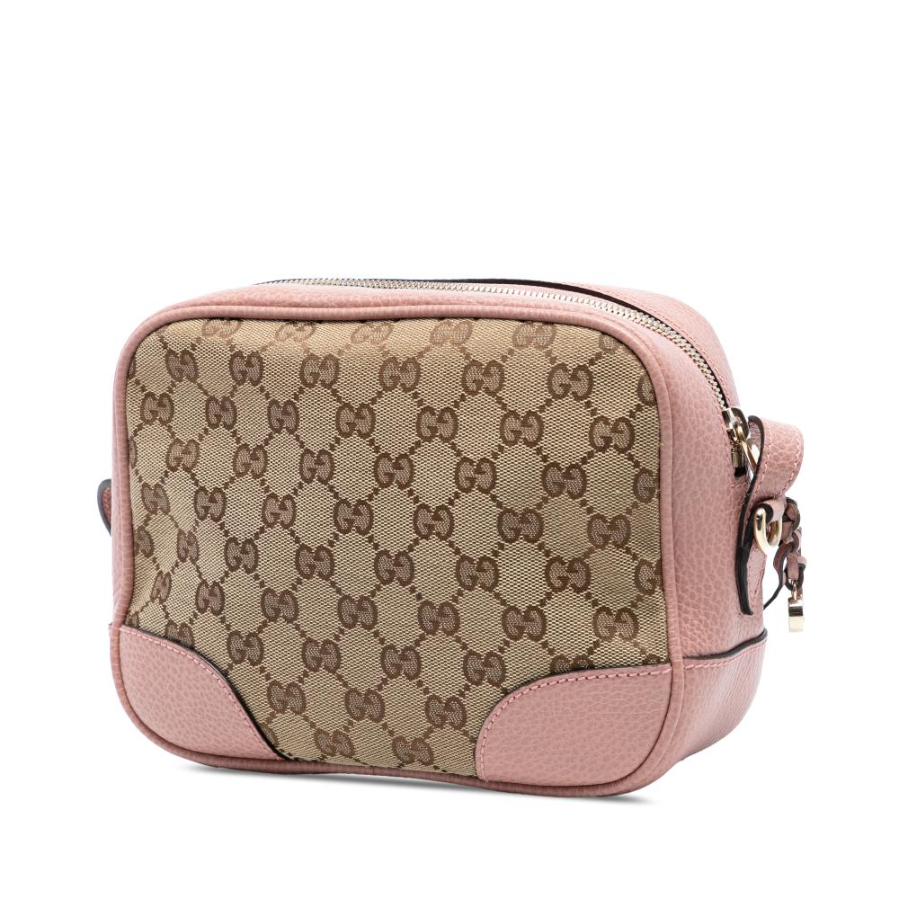 Gucci AB Gucci Brown Beige with Pink Canvas Fabric GG Bree Crossbody Italy