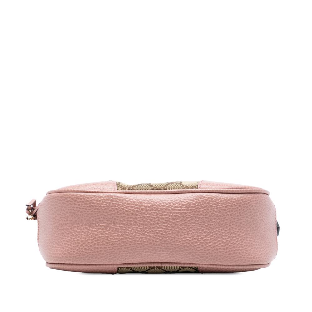 Gucci AB Gucci Brown Beige with Pink Canvas Fabric GG Bree Crossbody Italy