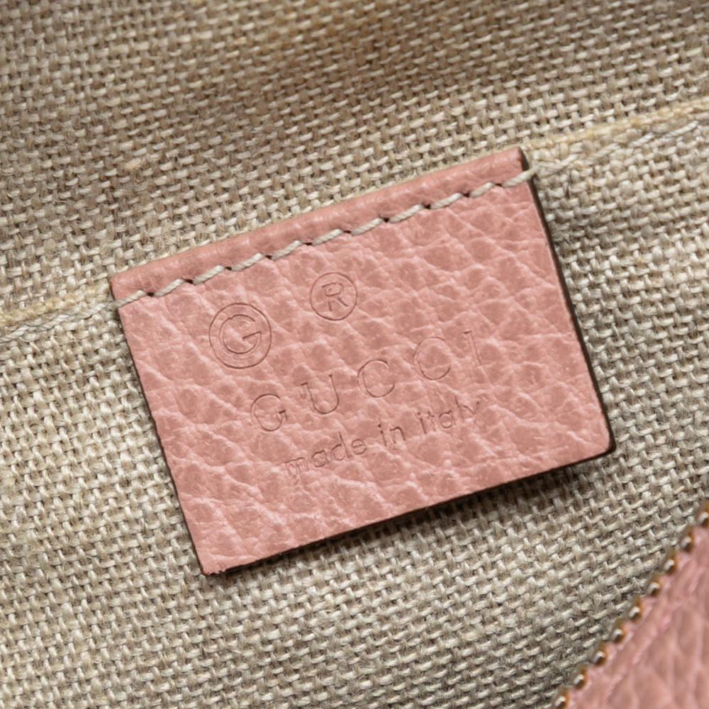 Gucci AB Gucci Brown Beige with Pink Canvas Fabric GG Bree Crossbody Italy