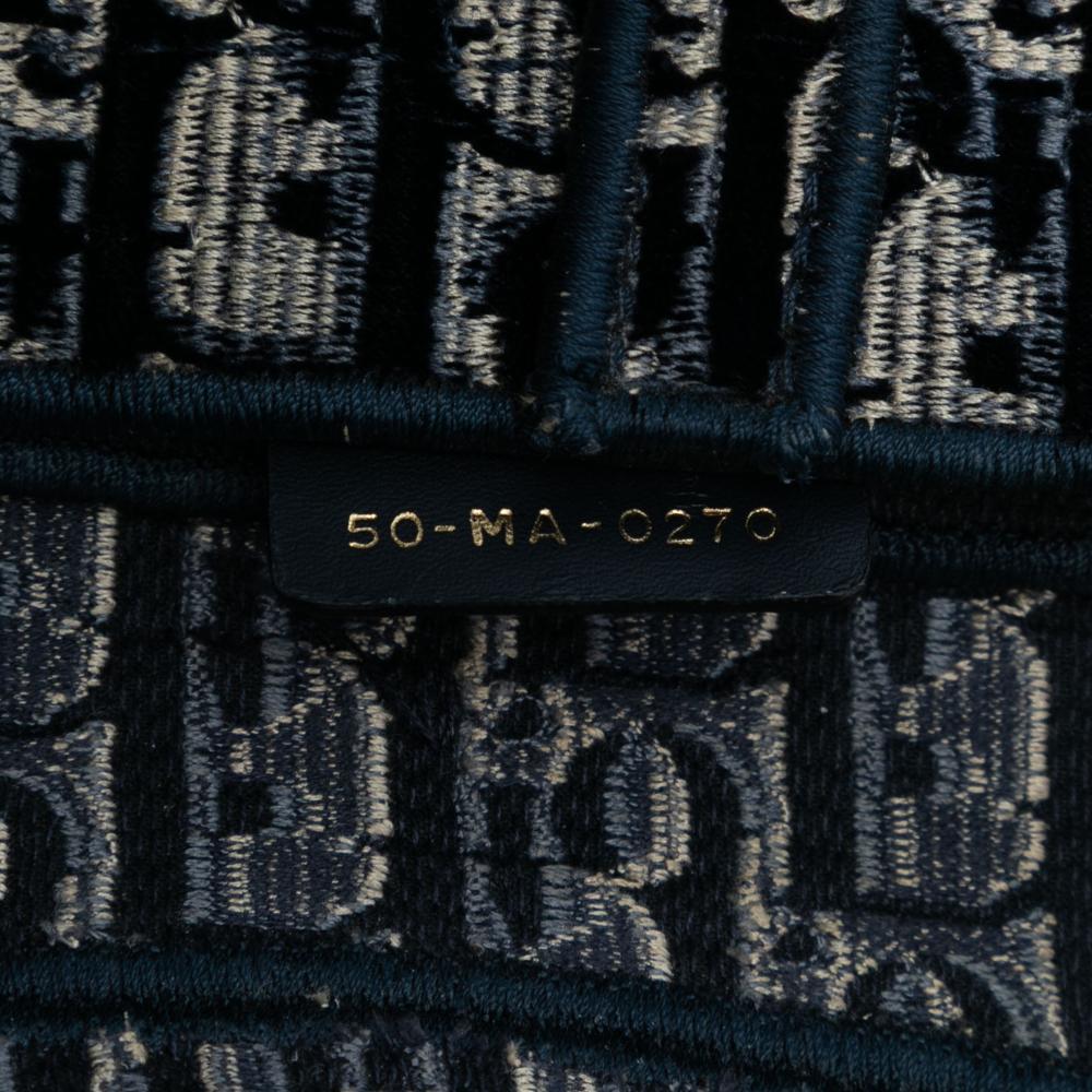 Christian Dior B Dior Blue Navy Velvet Fabric Oblique Embroidered Saddle Bag Italy