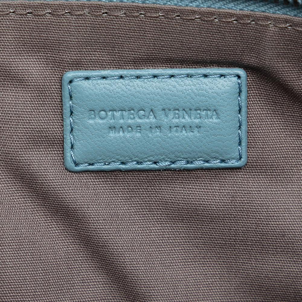 Bottega Veneta AB Bottega Veneta Blue Light Blue Nappa Leather Leather Nappa Intrecciato Clutch Italy
