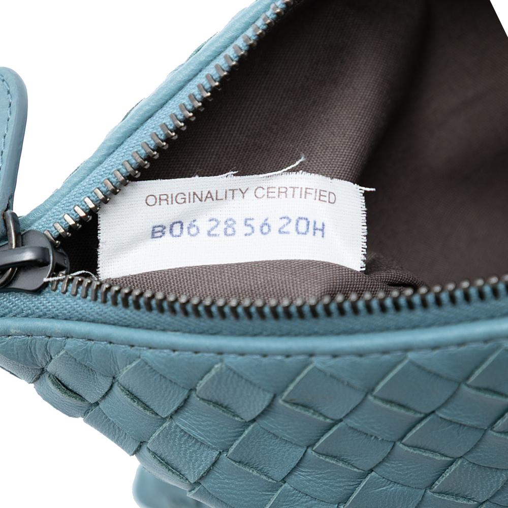 Bottega Veneta AB Bottega Veneta Blue Light Blue Nappa Leather Leather Nappa Intrecciato Clutch Italy