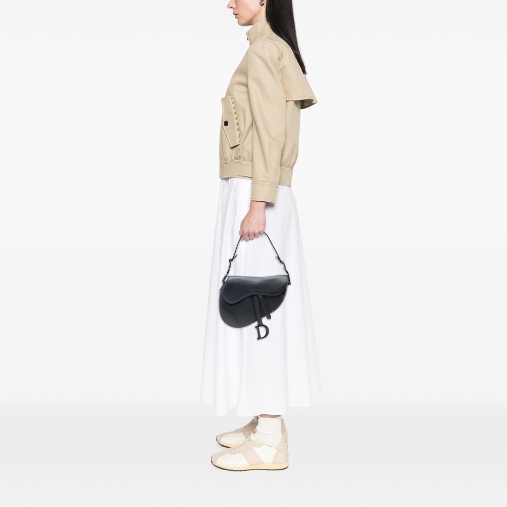 Christian Dior B Dior Black Calf Leather Ultra Matte skin Saddle Bag Italy