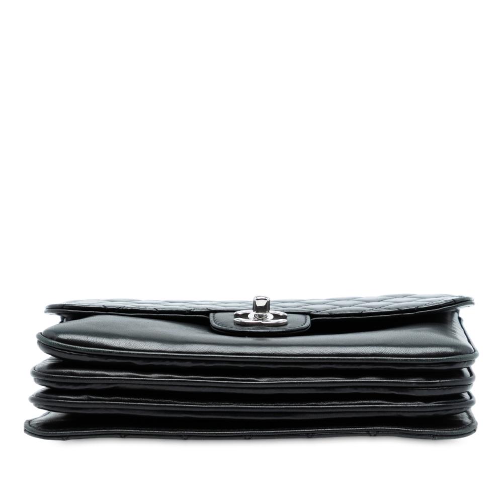 Chanel B Chanel Black Lambskin Leather Leather Medium Quilted Lambskin Clams Pocket Accordion Flap Italy