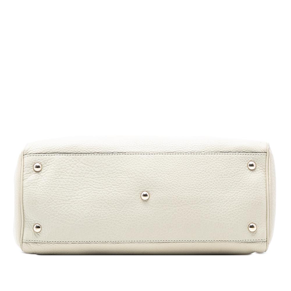 Gucci AB Gucci White Calf Leather Medium skin Bamboo Shopper Satchel Italy