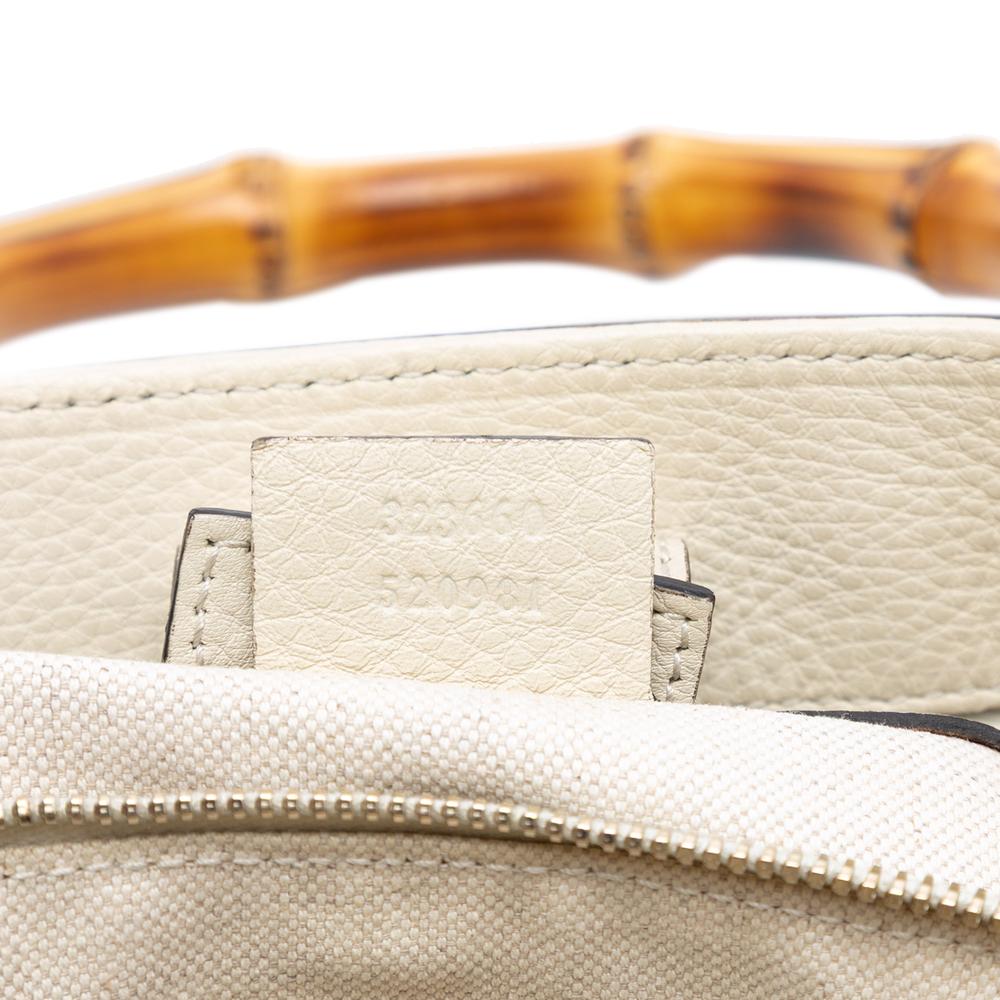 Gucci AB Gucci White Calf Leather Medium skin Bamboo Shopper Satchel Italy