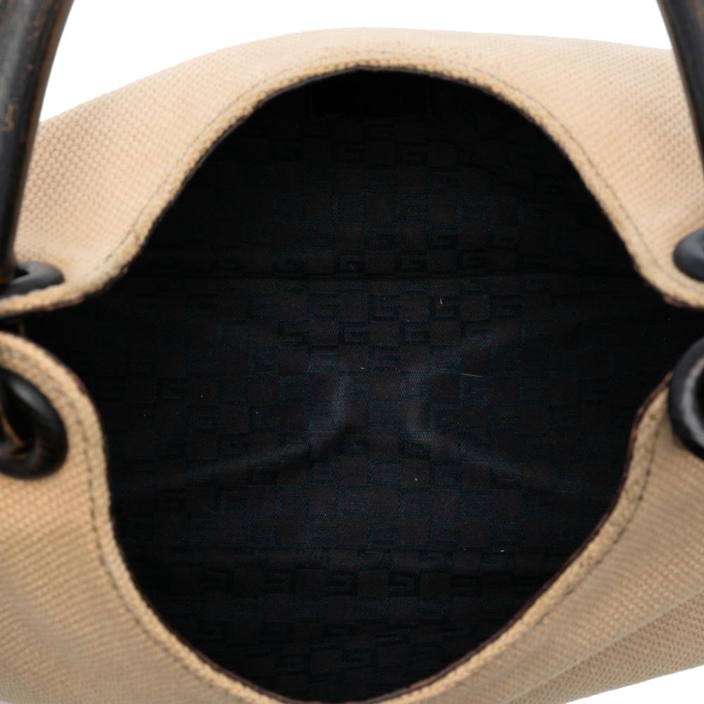 Gucci AB Gucci Brown Beige Canvas Fabric Shoulder Bag Italy