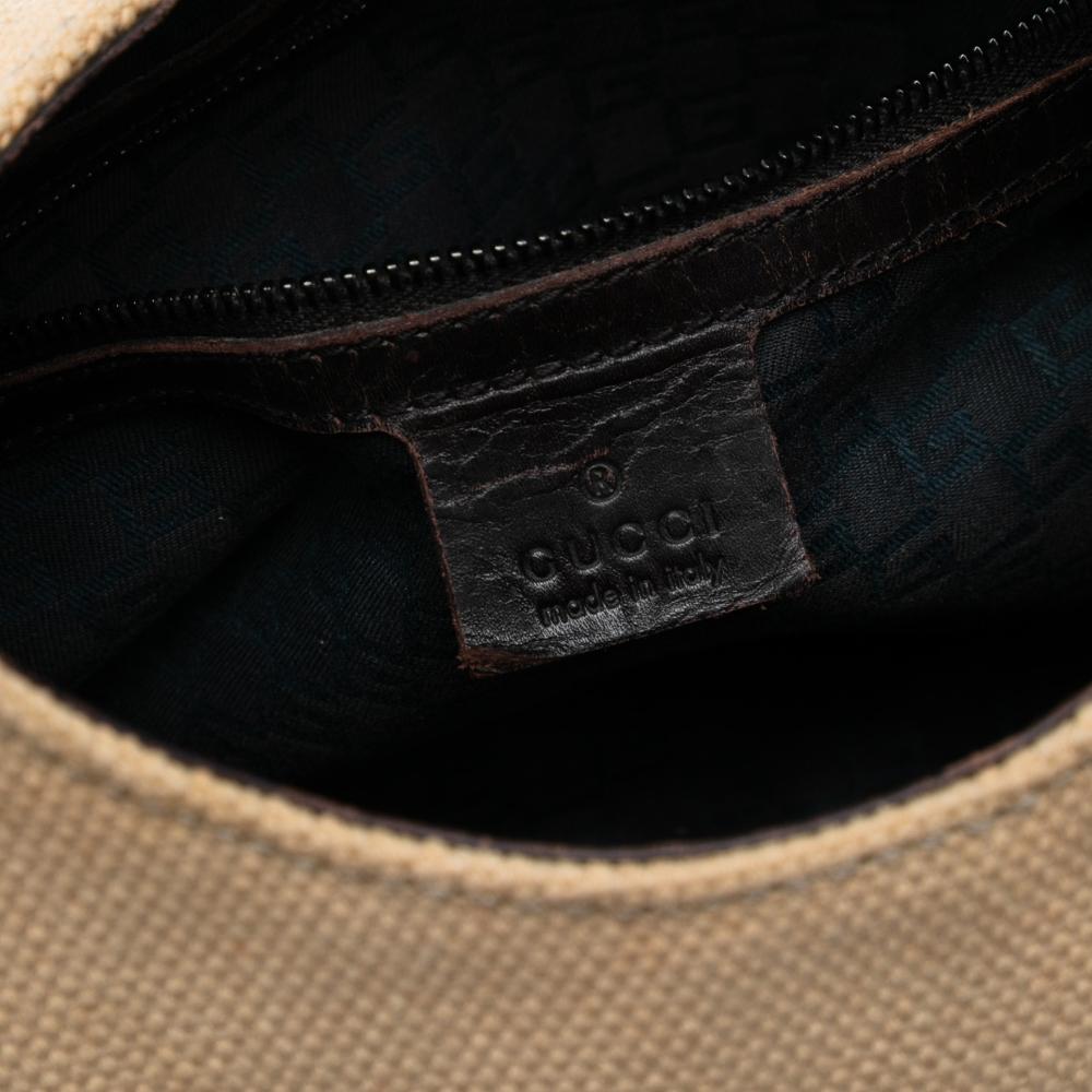 Gucci AB Gucci Brown Beige Canvas Fabric Shoulder Bag Italy