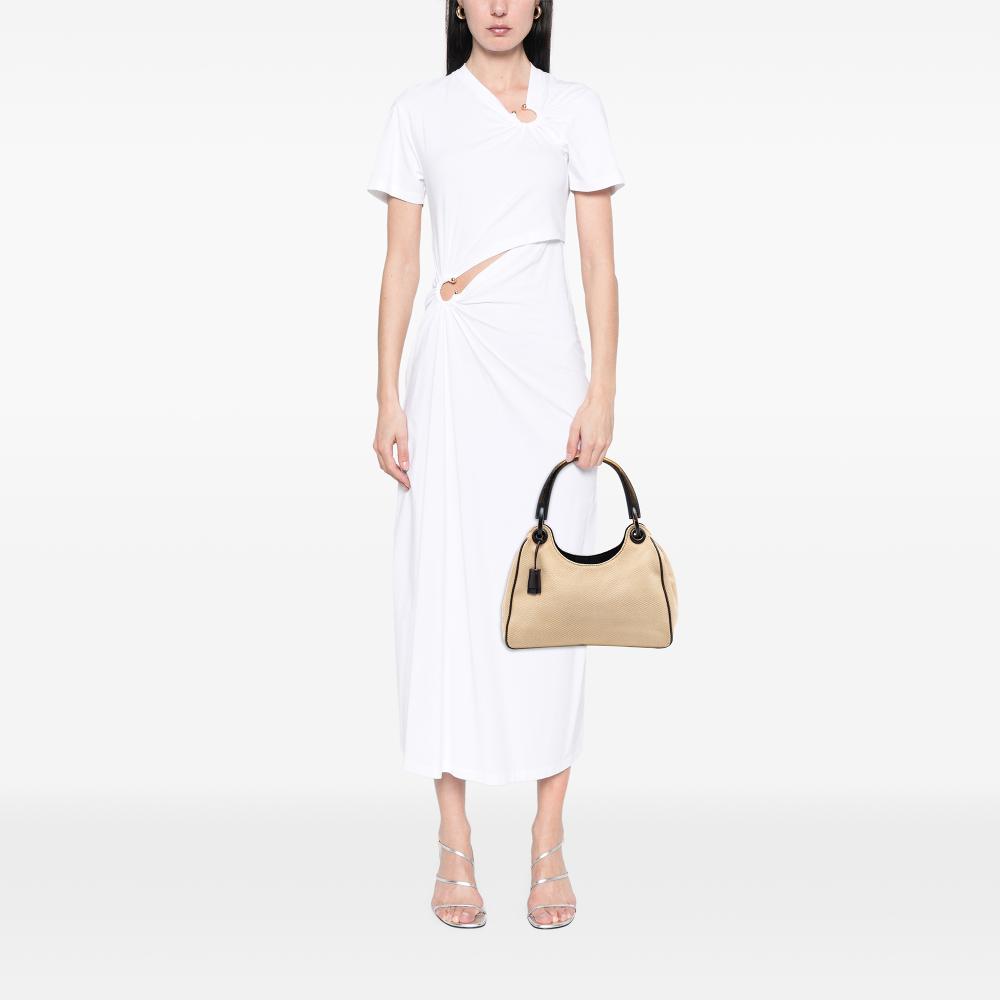 Gucci AB Gucci Brown Beige Canvas Fabric Shoulder Bag Italy