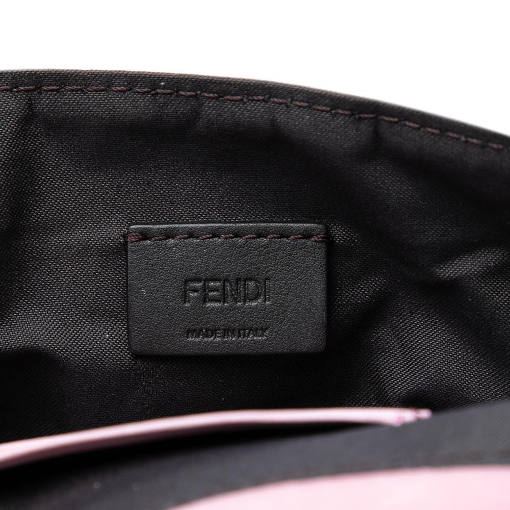 Fendi B Fendi Pink Light Pink Velvet Fabric Mini Zucca Embossed Baguette Satchel Italy