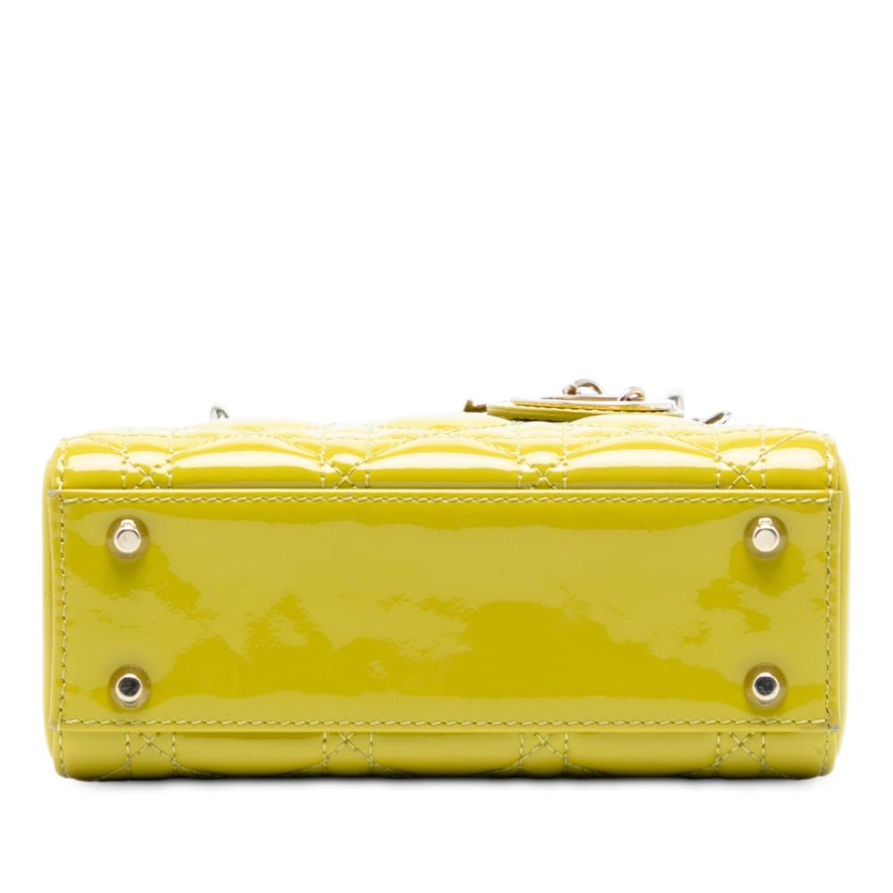 Christian Dior AB Dior Yellow Neon Yellow Patent Leather Leather Mini Patent Cannage Lady Dior Italy