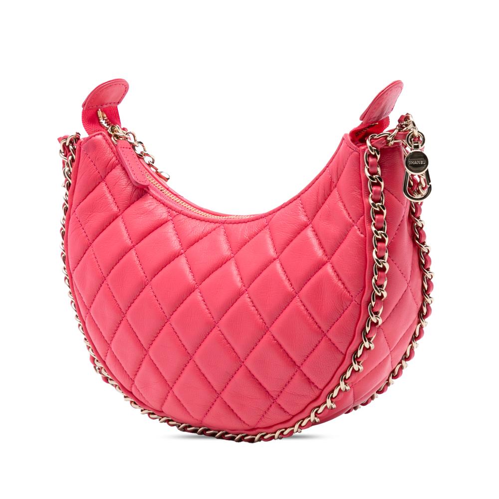 Chanel B Chanel Pink Blush Lambskin Leather Leather Small Quilted Lambskin Chain Around Hook Hobo Bag Italy
