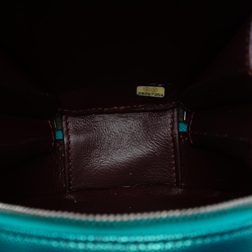 Chanel Blue Quilted Metallic Caviar Rainbow Hardware Oval Camera Bag Italy