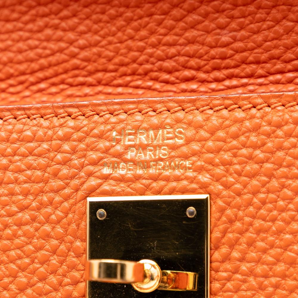 Hermès AB Hermès Orange Calf Leather Togo Kelly II Retourne 35 France