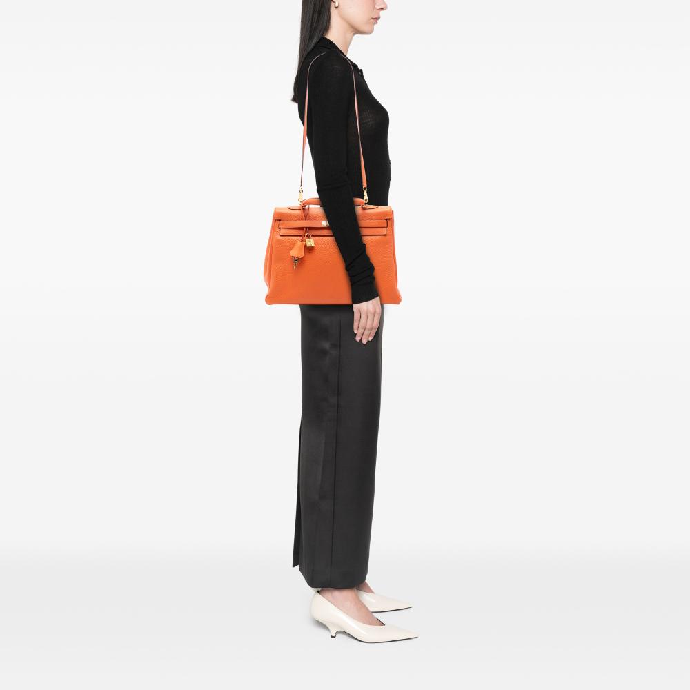 Hermès AB Hermès Orange Calf Leather Togo Kelly II Retourne 35 France