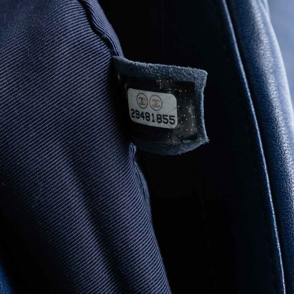 Chanel AB Chanel Blue Dark Blue Lambskin Leather Leather Medium Lambskin 19 Flap France