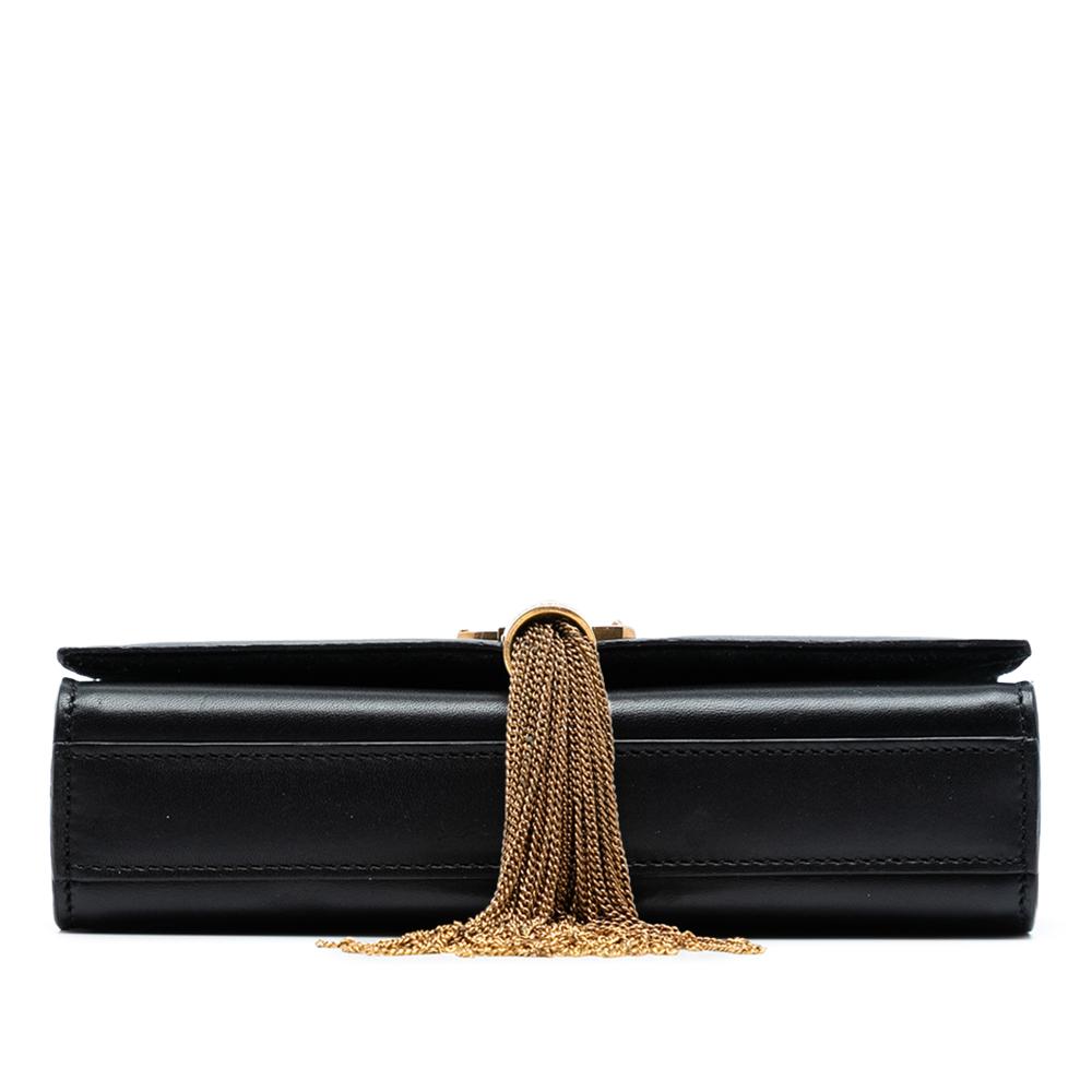 Saint Laurent AB Saint Laurent Black Calf Leather Small Monogram Kate Tassel Crossbody Italy