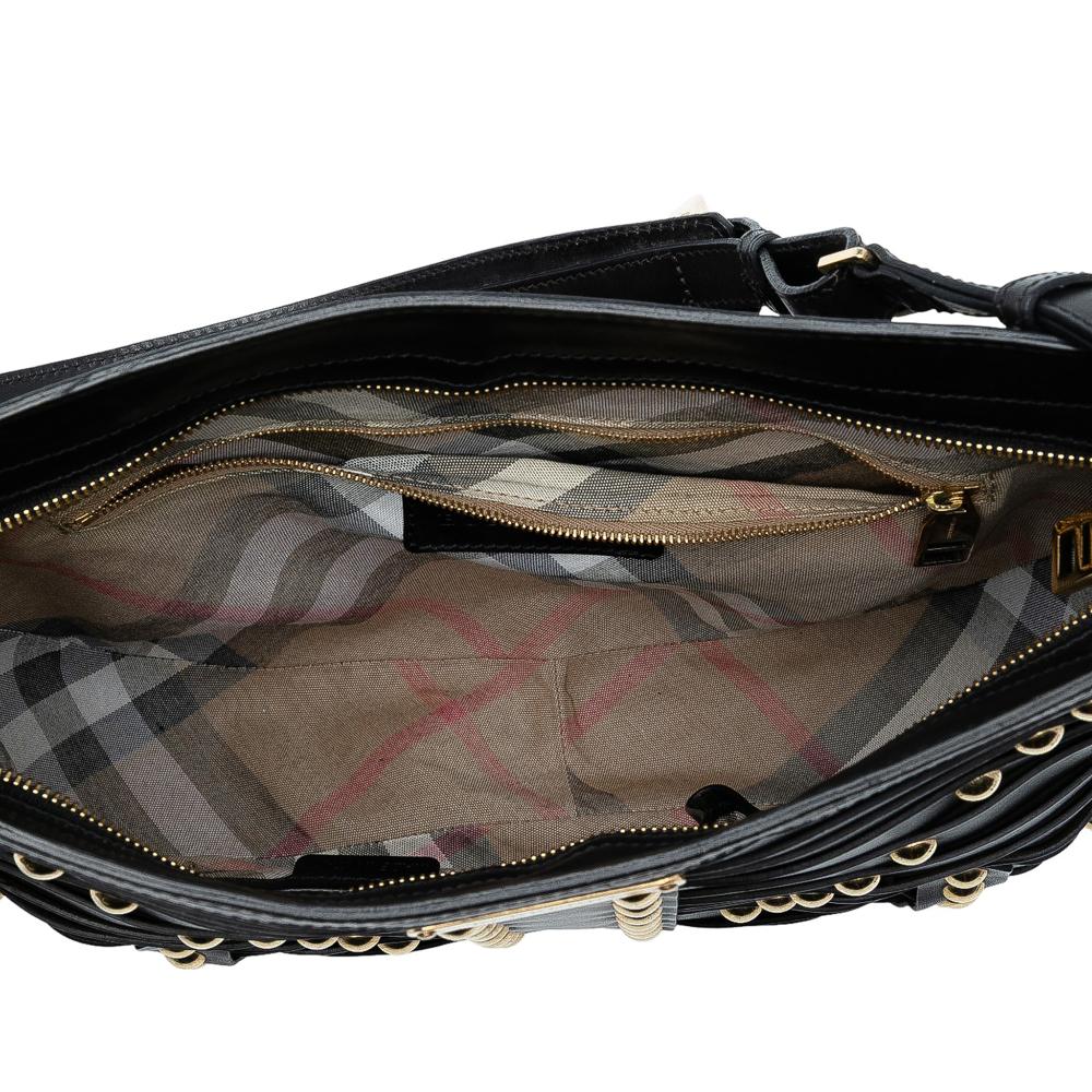 Burberry B Burberry Black Calf Leather Studded Shoulder Bag Italy