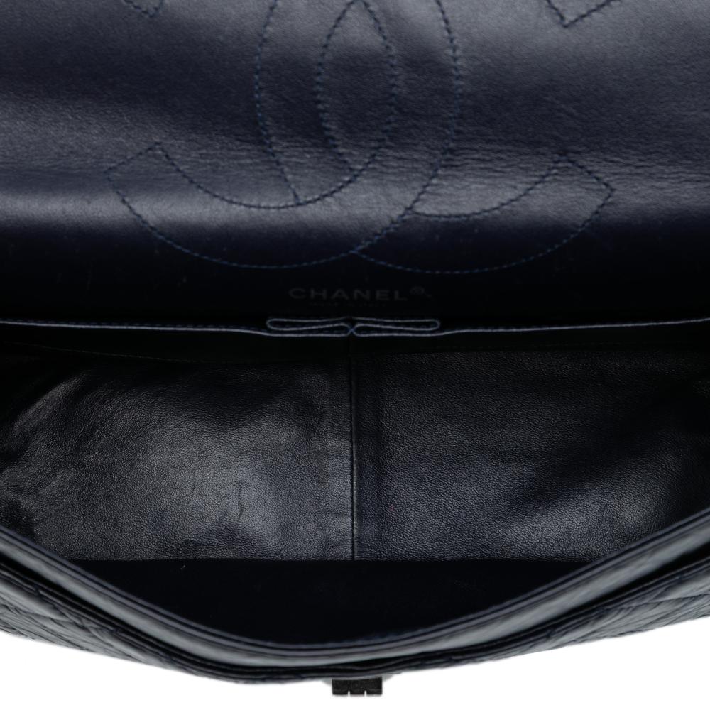 Chanel B Chanel Blue Navy Calf Leather Aged skin Reissue 2.55 Double Flap 227 Italy