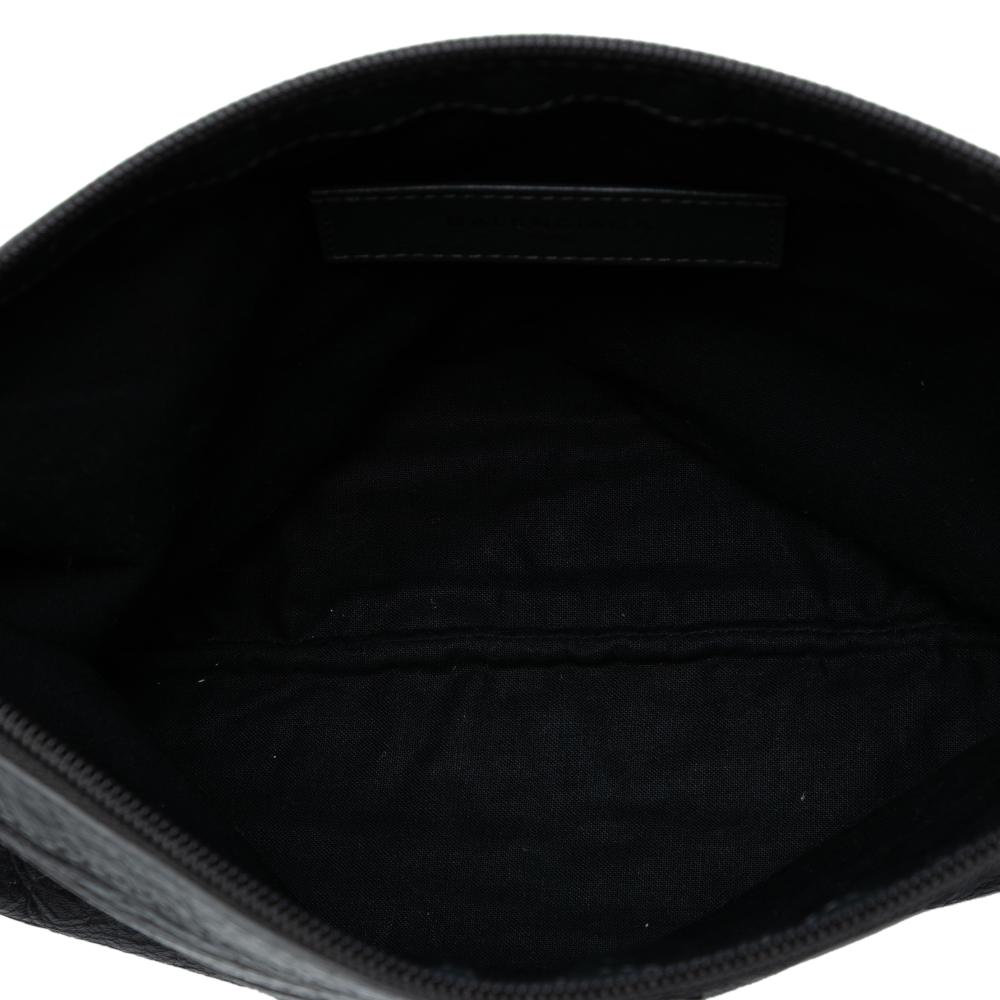 Balenciaga B Balenciaga Black Lambskin Leather Leather Lambskin Motocross Classic Clip Clutch Italy