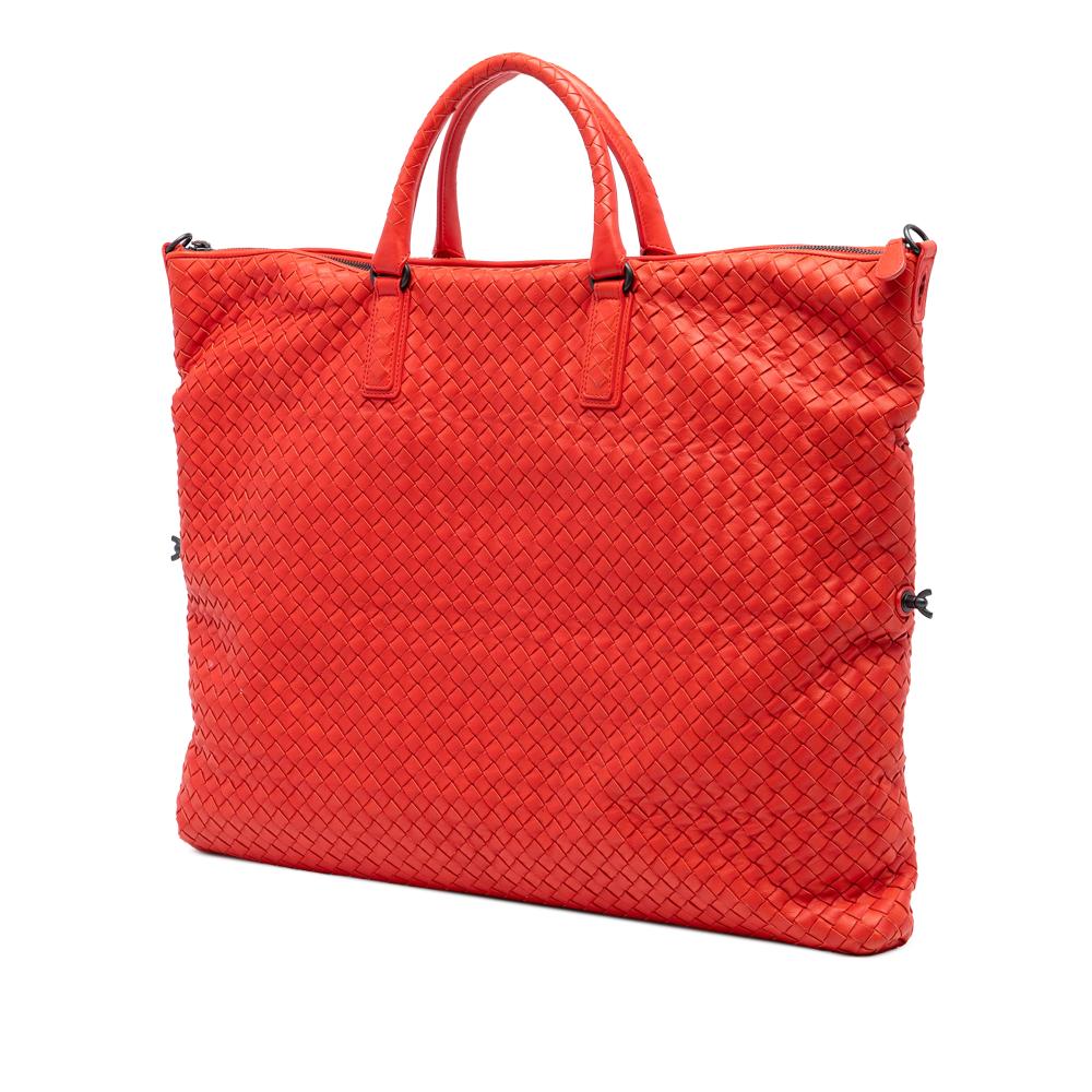 Bottega Veneta B Bottega Veneta Red Nappa Leather Leather Maxi Nappa Intrecciato Convertible Tote Italy