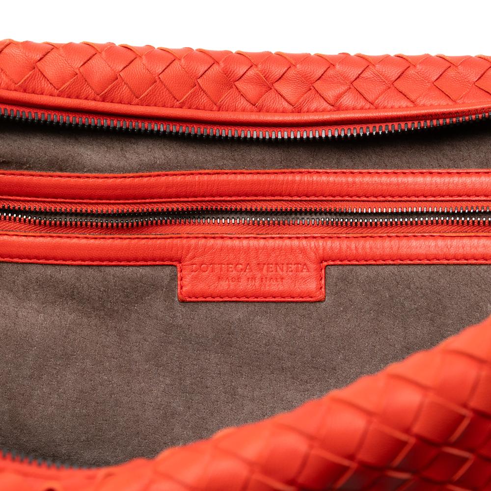 Bottega Veneta B Bottega Veneta Red Nappa Leather Leather Maxi Nappa Intrecciato Convertible Tote Italy