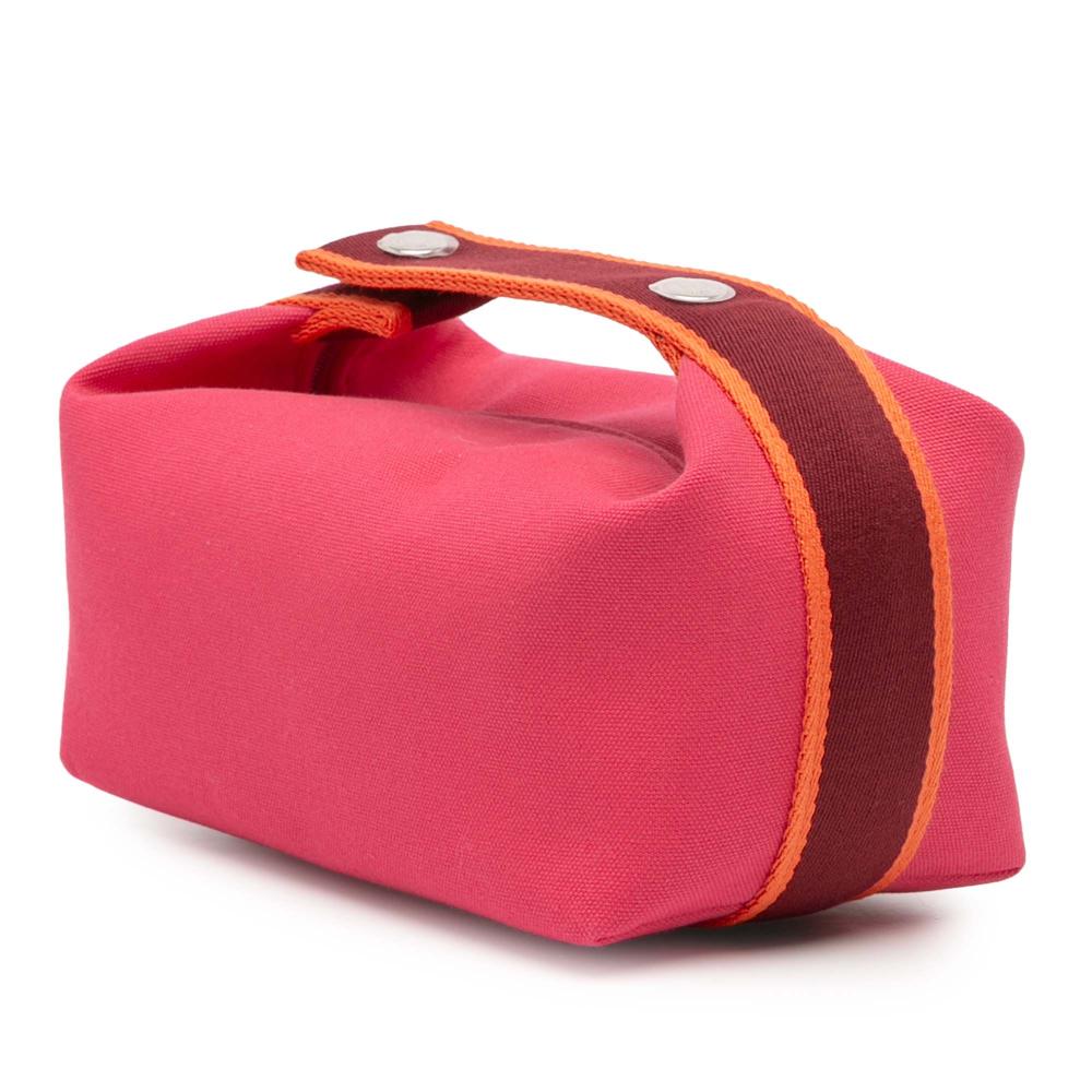 Hermès AB Hermès Pink Hot Pink with Red Dark Red Canvas Fabric Small Toile Bride A Brac Case France