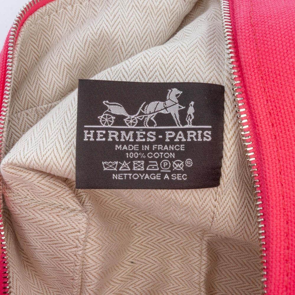 Hermès AB Hermès Pink Hot Pink with Red Dark Red Canvas Fabric Small Toile Bride A Brac Case France