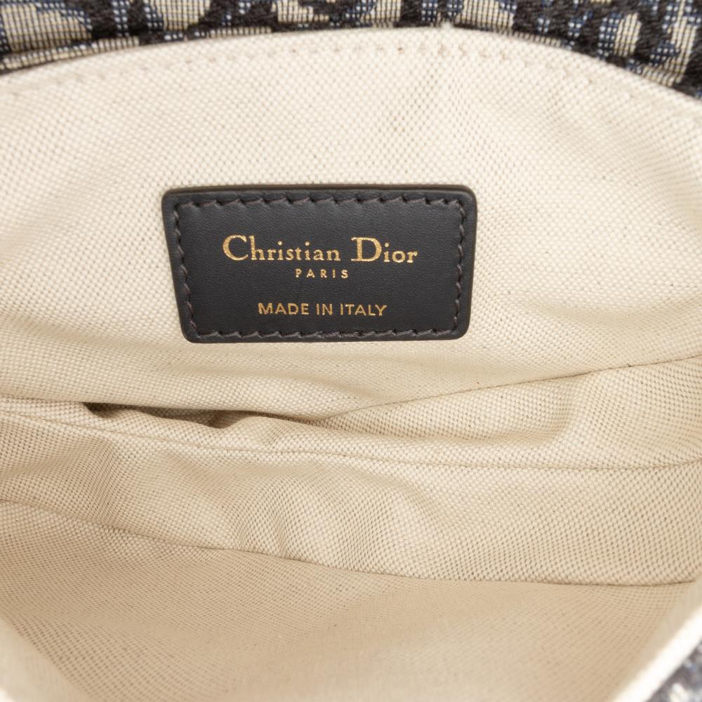 Christian Dior AB Dior Blue Navy Canvas Fabric Mini Oblique Saddle Bag Italy