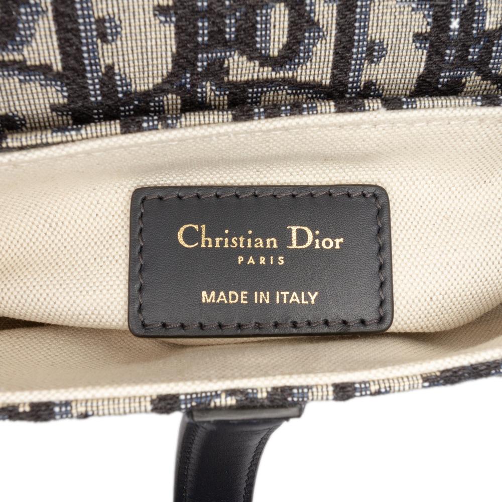 Christian Dior AB Dior Blue Navy Canvas Fabric Mini Oblique Saddle Bag Italy