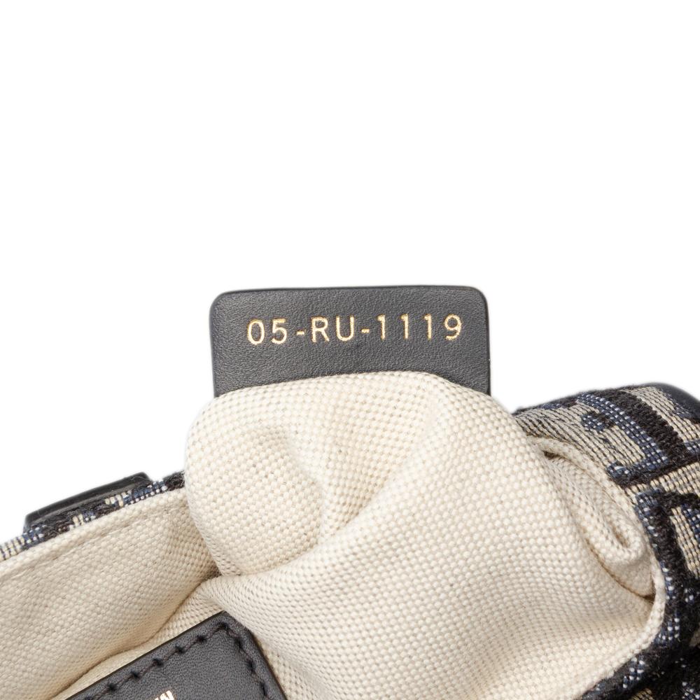 Christian Dior AB Dior Blue Navy Canvas Fabric Mini Oblique Saddle Bag Italy