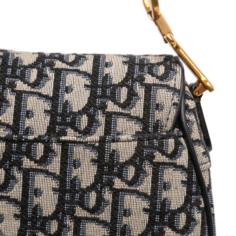 Christian Dior AB Dior Blue Navy Canvas Fabric Mini Oblique Saddle Bag Italy