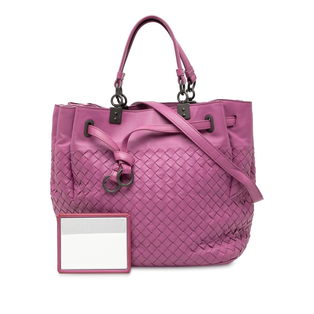 Bottega Veneta B Bottega Veneta Pink Nappa Leather Leather Nappa Intrecciato Bucket Bag Italy