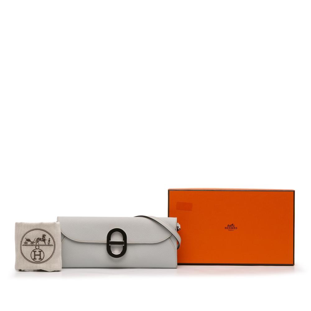 Hermès AB Hermès Gray Light Gray Calf Leather Epsom Maillon To Go Wallet France