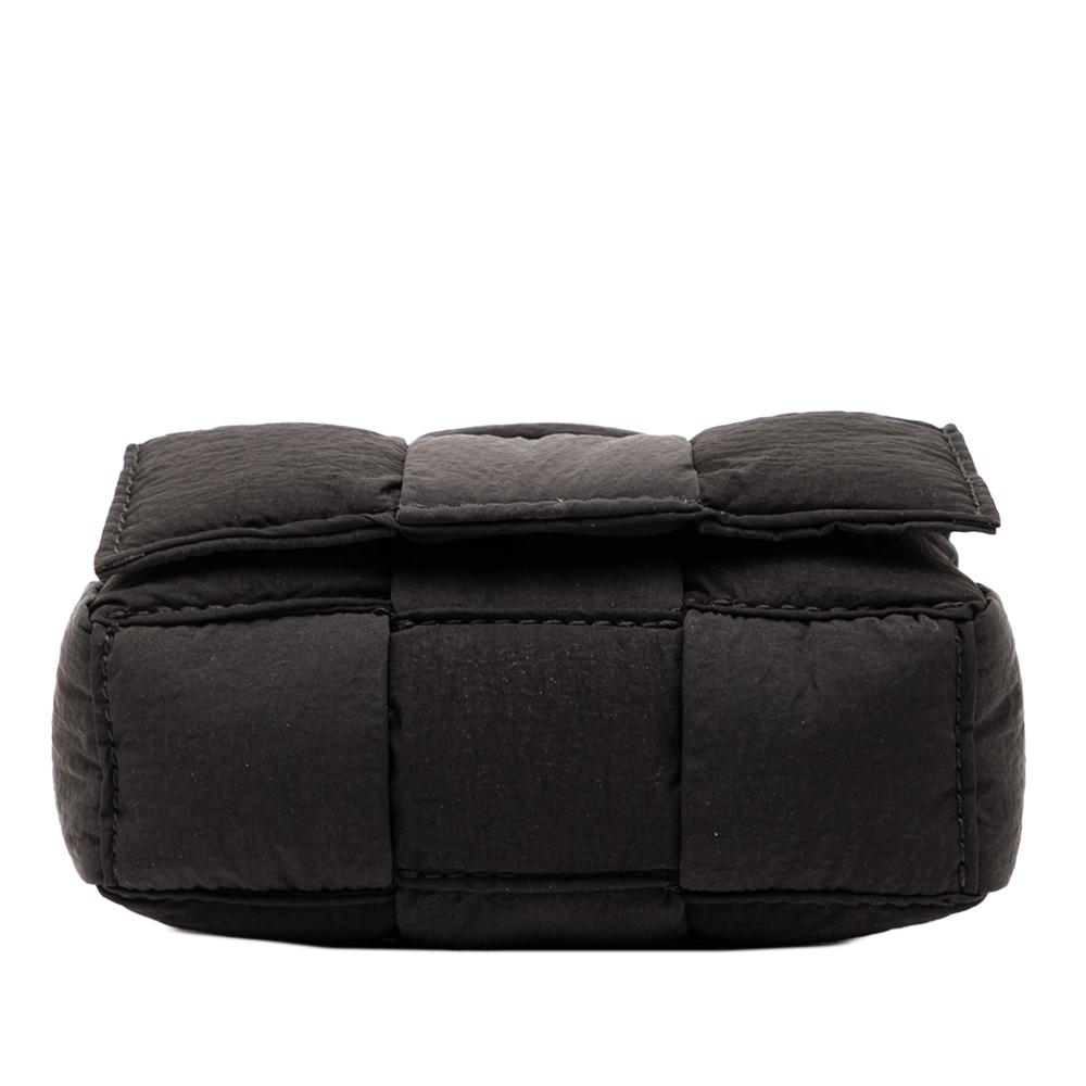 Bottega Veneta AB Bottega Veneta Black Nylon Fabric Candy Intrecciato Padded Tech Cassette Crossbody Italy