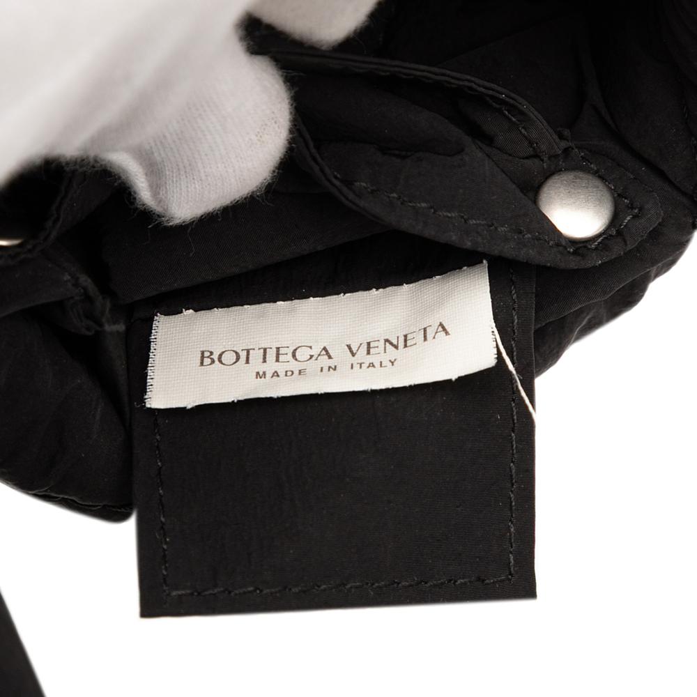 Bottega Veneta AB Bottega Veneta Black Nylon Fabric Candy Intrecciato Padded Tech Cassette Crossbody Italy