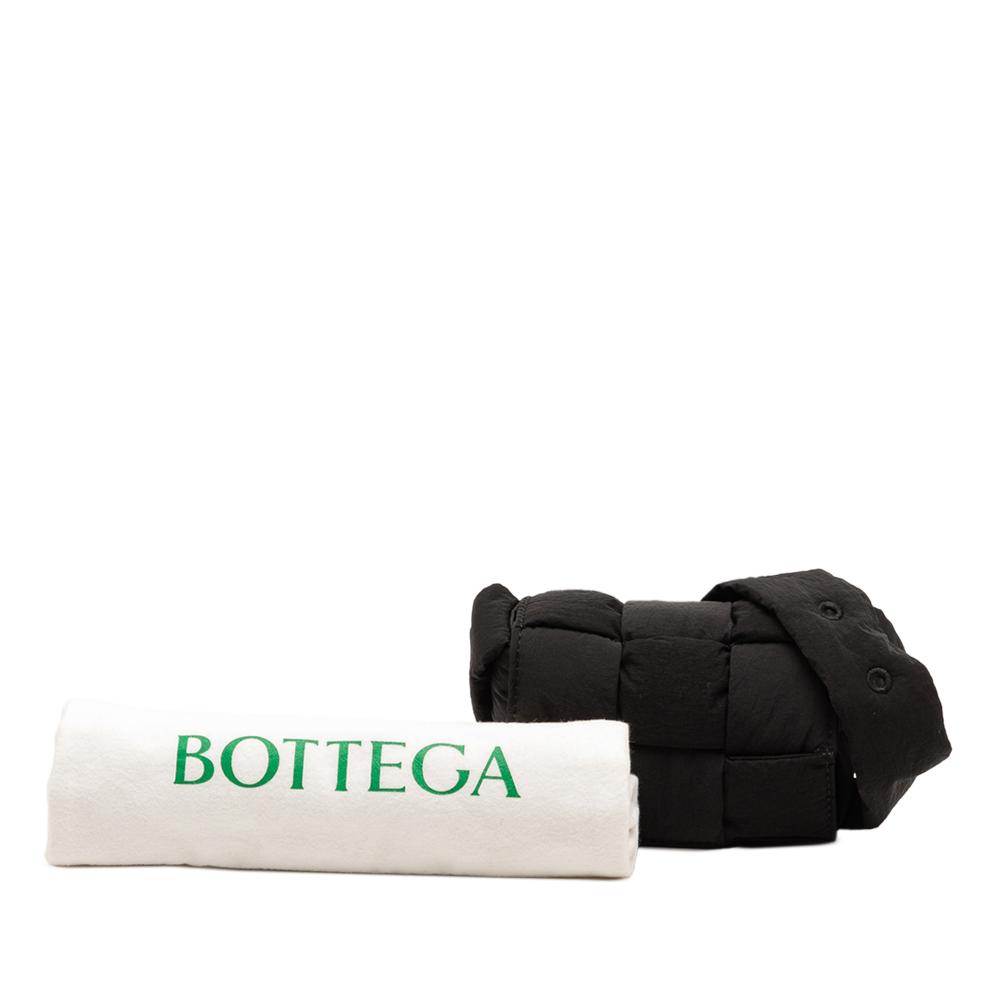 Bottega Veneta AB Bottega Veneta Black Nylon Fabric Candy Intrecciato Padded Tech Cassette Crossbody Italy