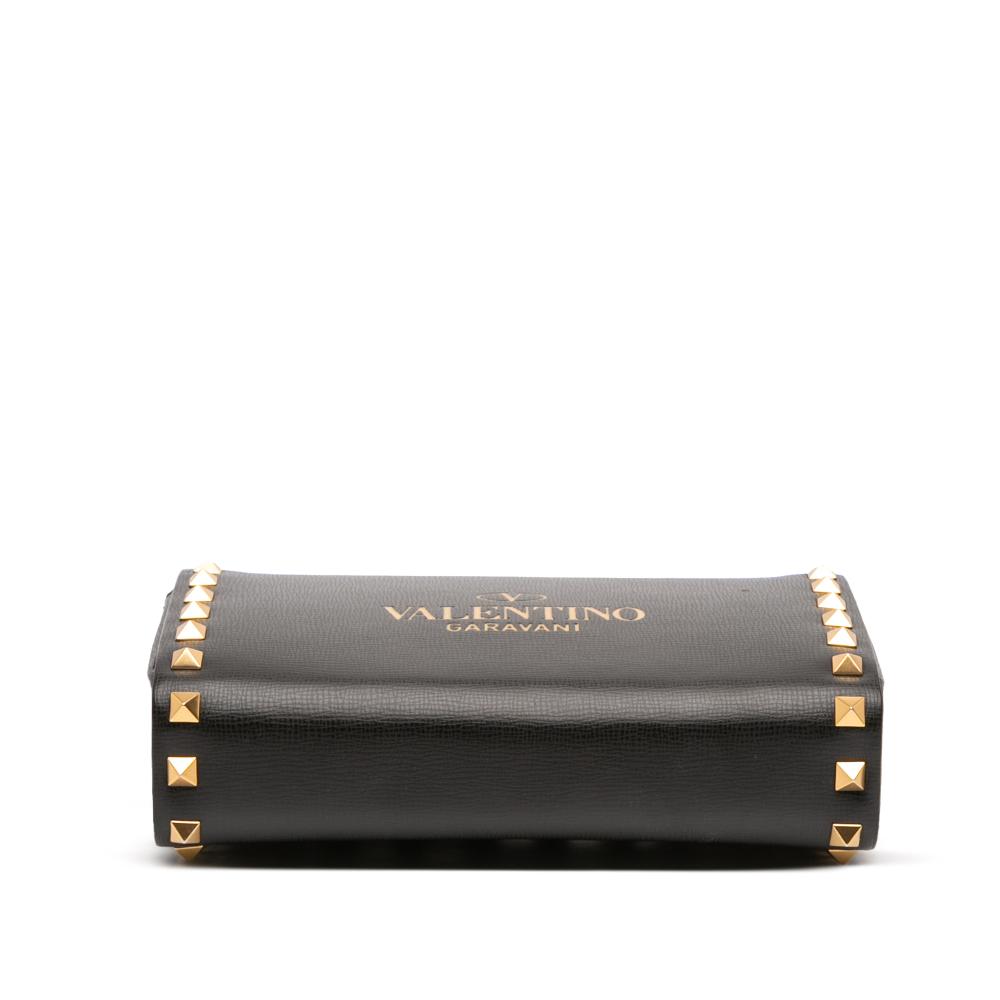 Valentino B Valentino Black Calf Leather Rockstud Alcove Box Satchel Italy