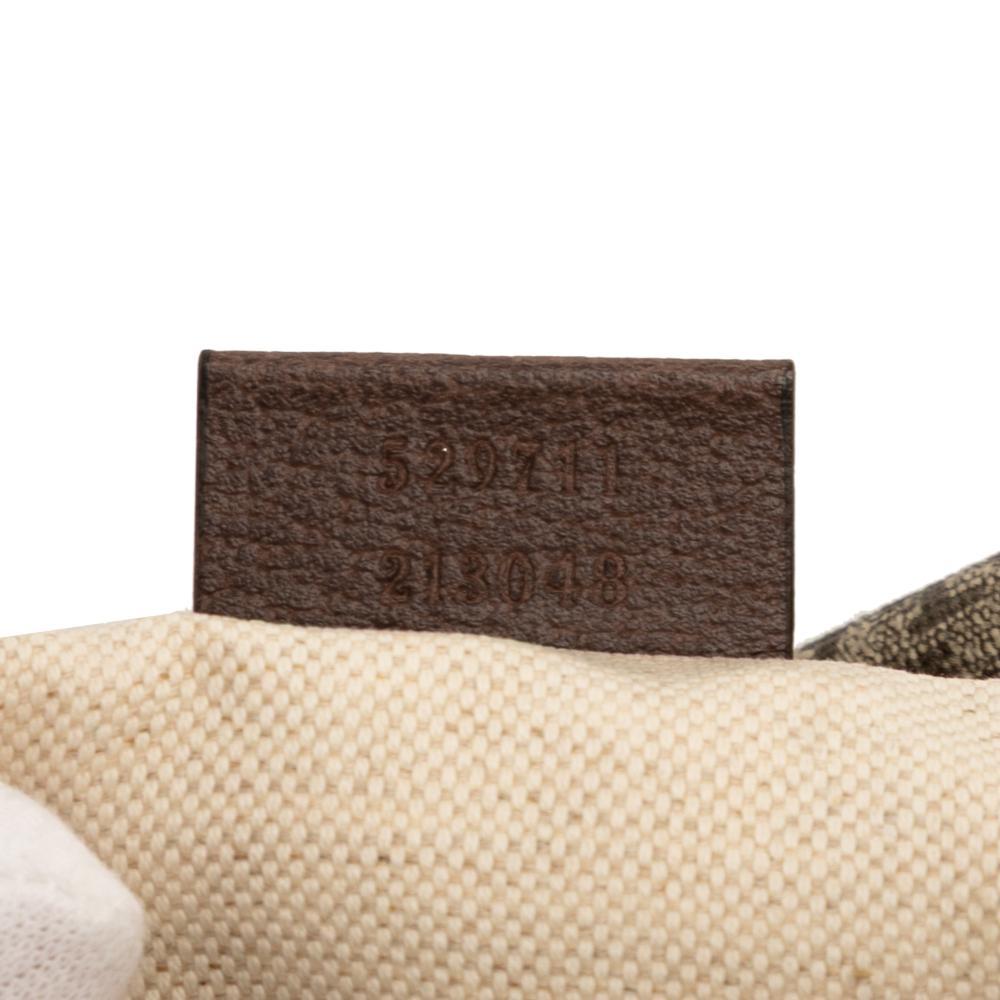 Gucci B Gucci Brown Beige Coated Canvas Fabric GG Supreme Courrier Belt Bag Italy