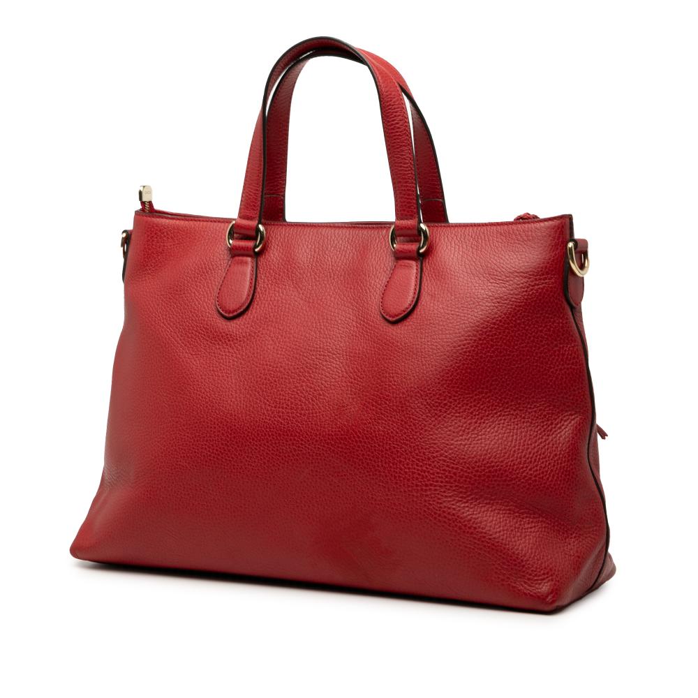 Gucci B Gucci Red Calf Leather Bamboo Tassel Satchel Italy