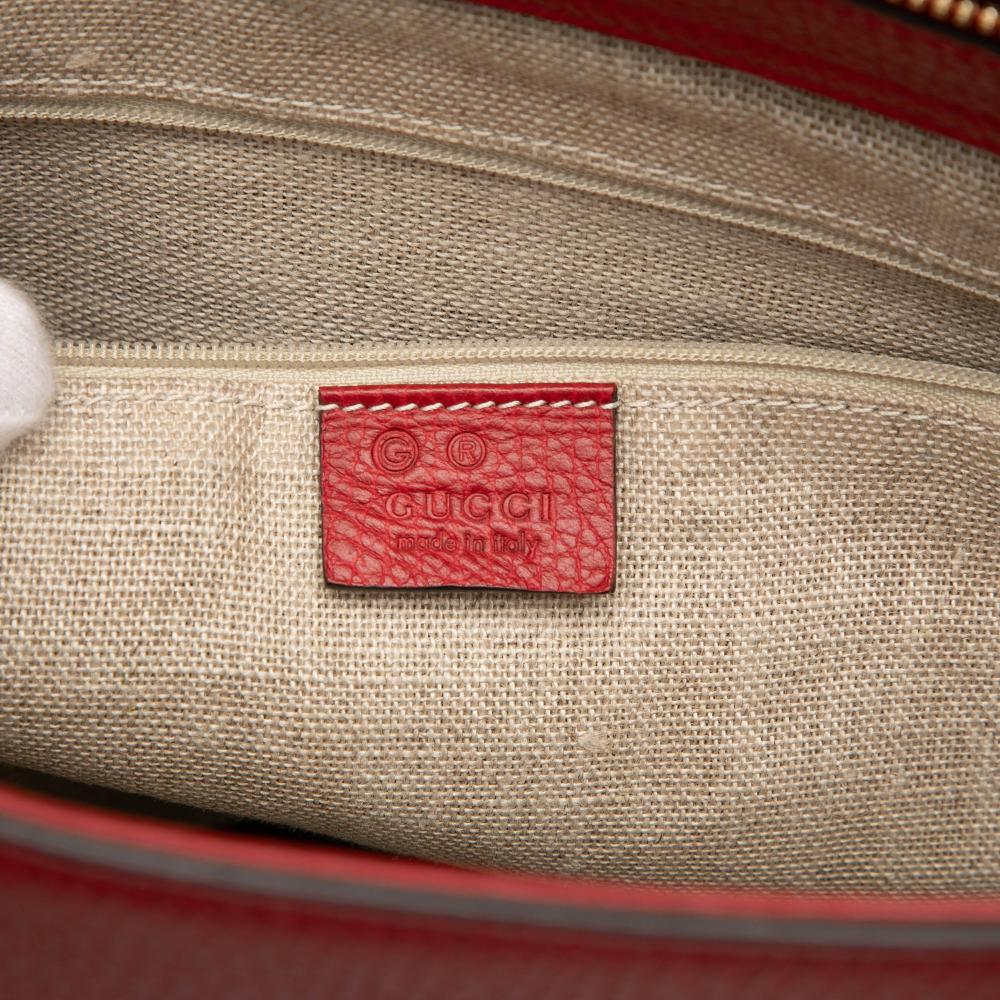 Gucci B Gucci Red Calf Leather Bamboo Tassel Satchel Italy