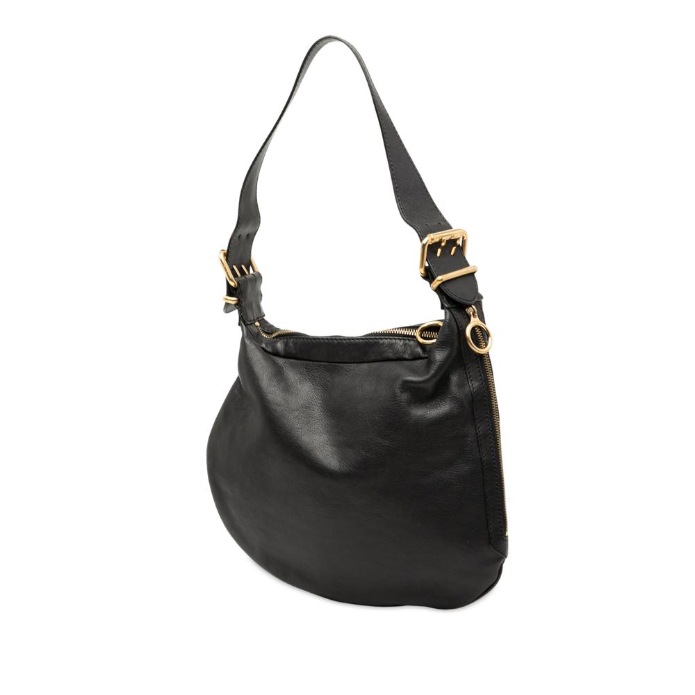 Fendi B Fendi Black Calf Leather Oyster Shoulder Bag Italy