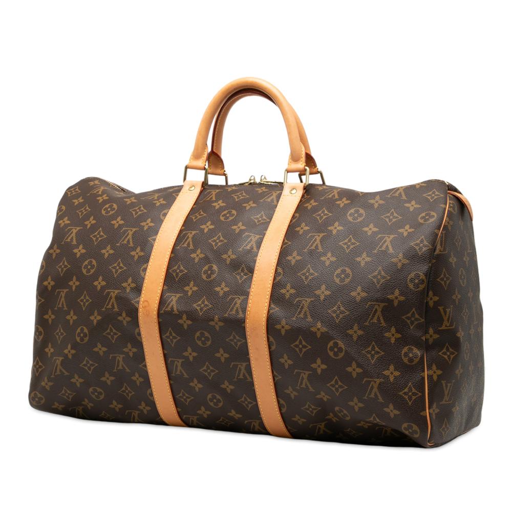 Louis Vuitton B Louis Vuitton Brown Monogram Canvas Fabric Monogram Keepall 50 France
