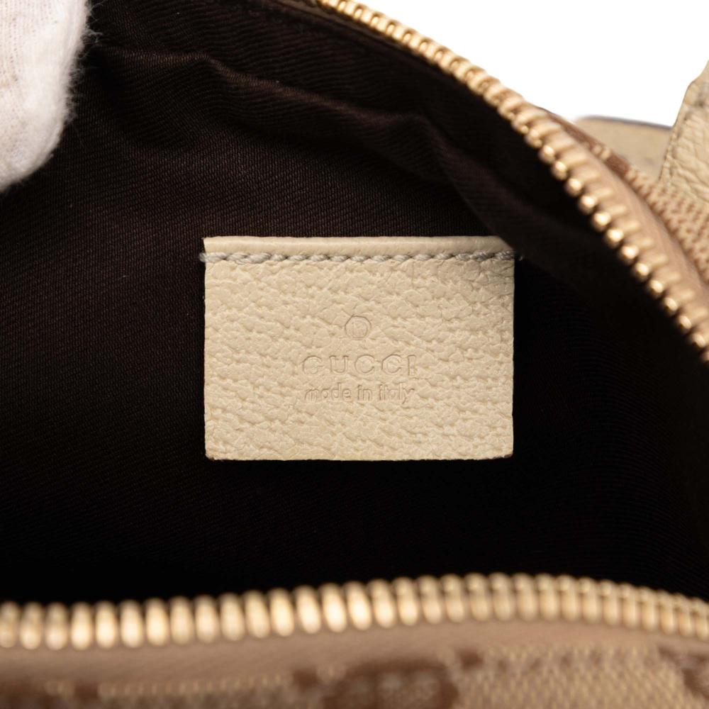 Gucci B Gucci Brown Beige with White Canvas Fabric GG Crossbody Italy