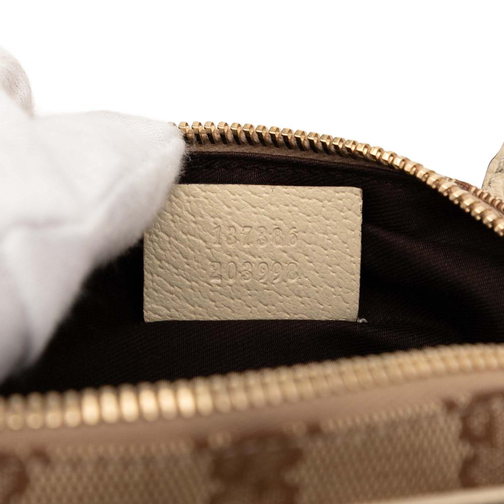 Gucci B Gucci Brown Beige with White Canvas Fabric GG Crossbody Italy