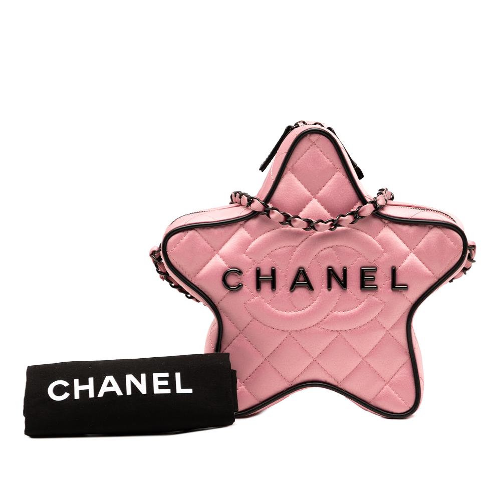 Chanel B Chanel Pink Satin Fabric Quilted Walk Of Fame Star Crossbody France